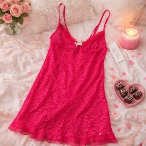 Victoria’s Secret Pink Lace Slip Dress NWT Medium Lingerie Babydoll